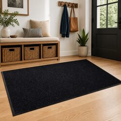 Black Door Mat 120 x 180 cm for a Cleaner Home
