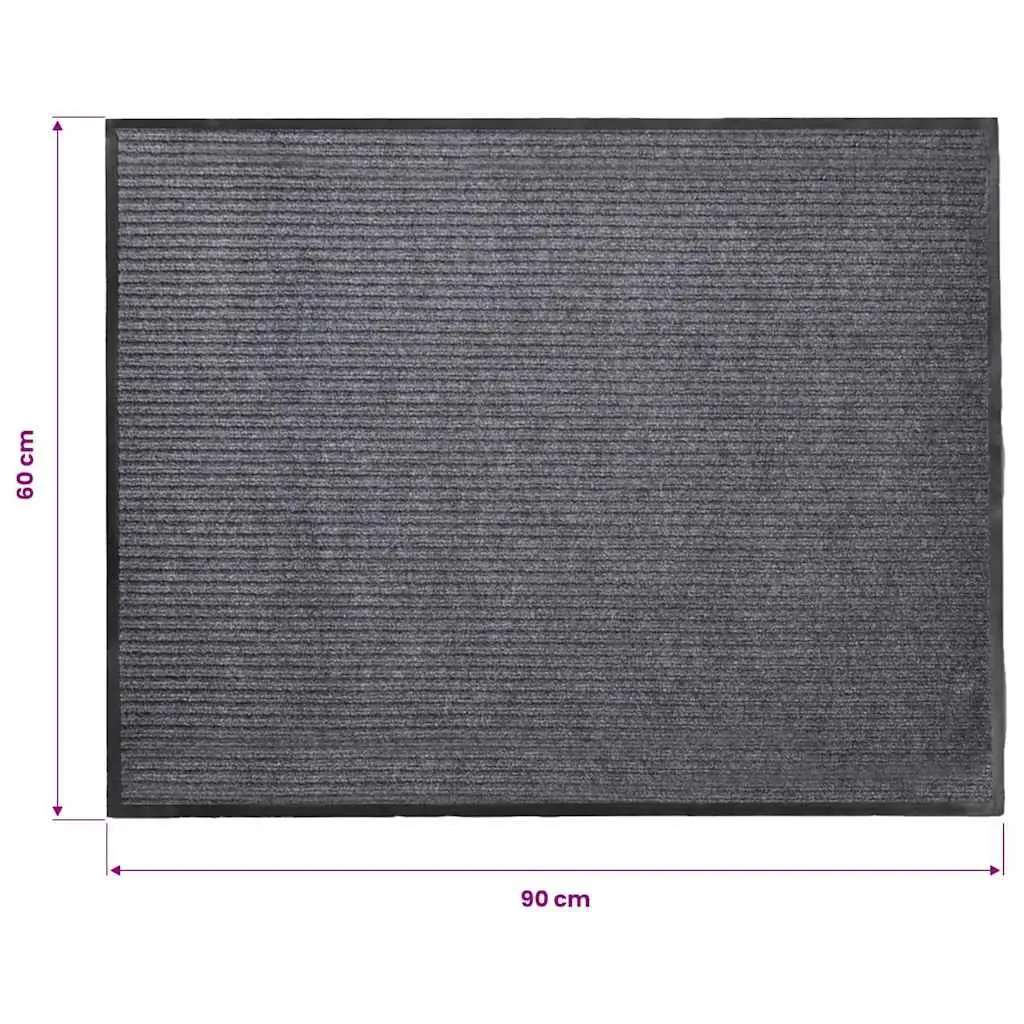 Door Mat 90 x 60 cm Grey Non-Slip PVC Backing Easy Clean