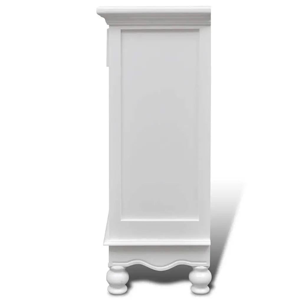 Wooden Floor Cabinet White 2 Doors 1 Drawer Storage Organizer