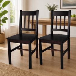 Dining Chairs 2 pcs Brown Wooden Kitchen Seating Furniture Set Ergonomic Design