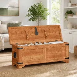 Storage Chest Solid Wood Handmade Rough Mango Brown Cabinet Box Bedroom Living
