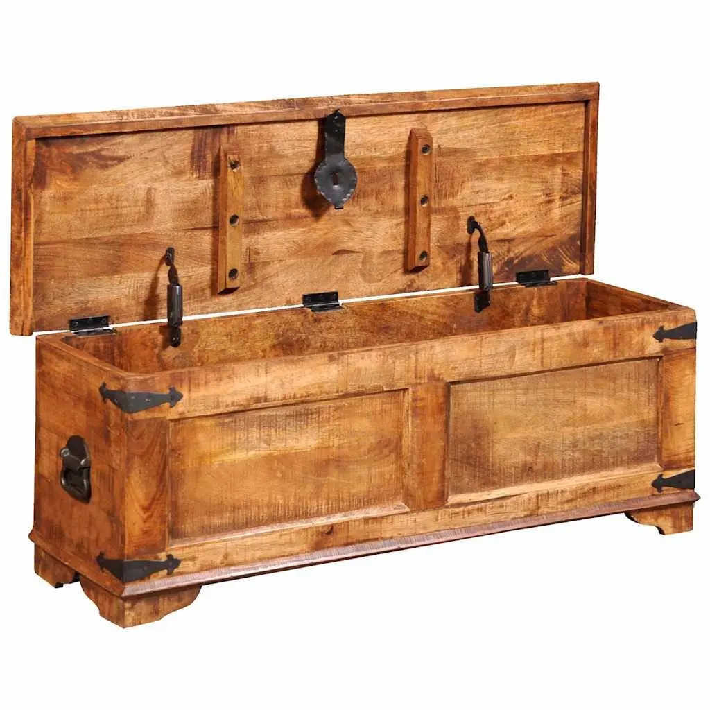 Storage Chest Solid Wood Handmade Rough Mango Brown Cabinet Box