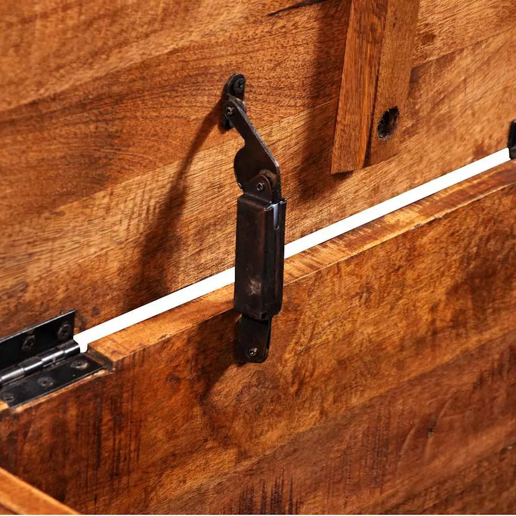 Storage Chest Solid Wood Handmade Rough Mango Brown Cabinet Box
