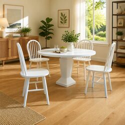 Enhance Your Space with 4 White Rounded Back Dining Chairs