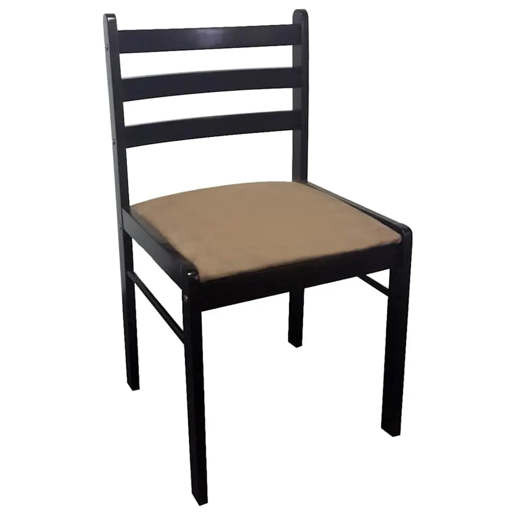 Dining Chairs Set of 4 Brown Wooden Frame Padded Polyester Seat