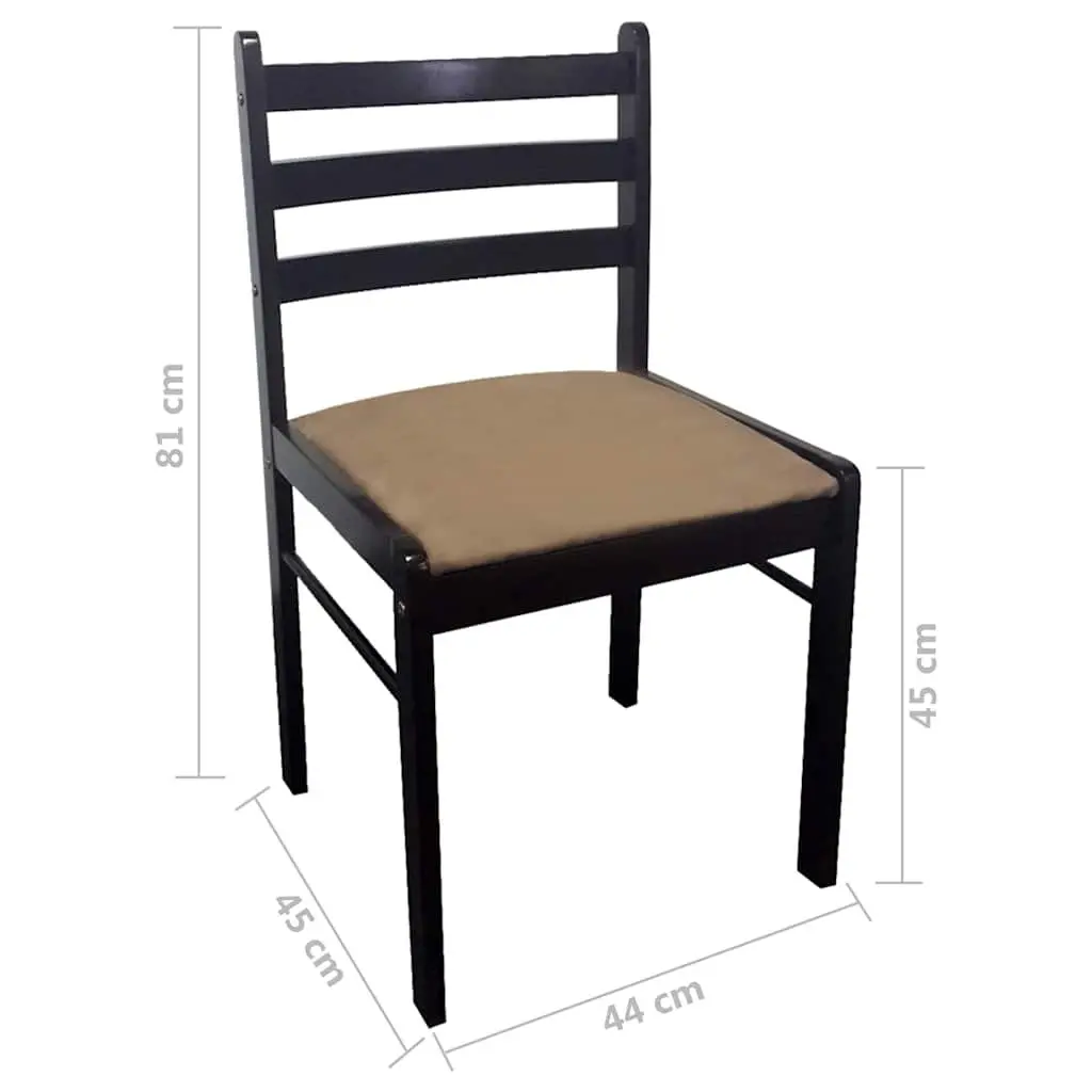 Dining Chairs Set of 4 Brown Wooden Frame Padded Polyester Seat