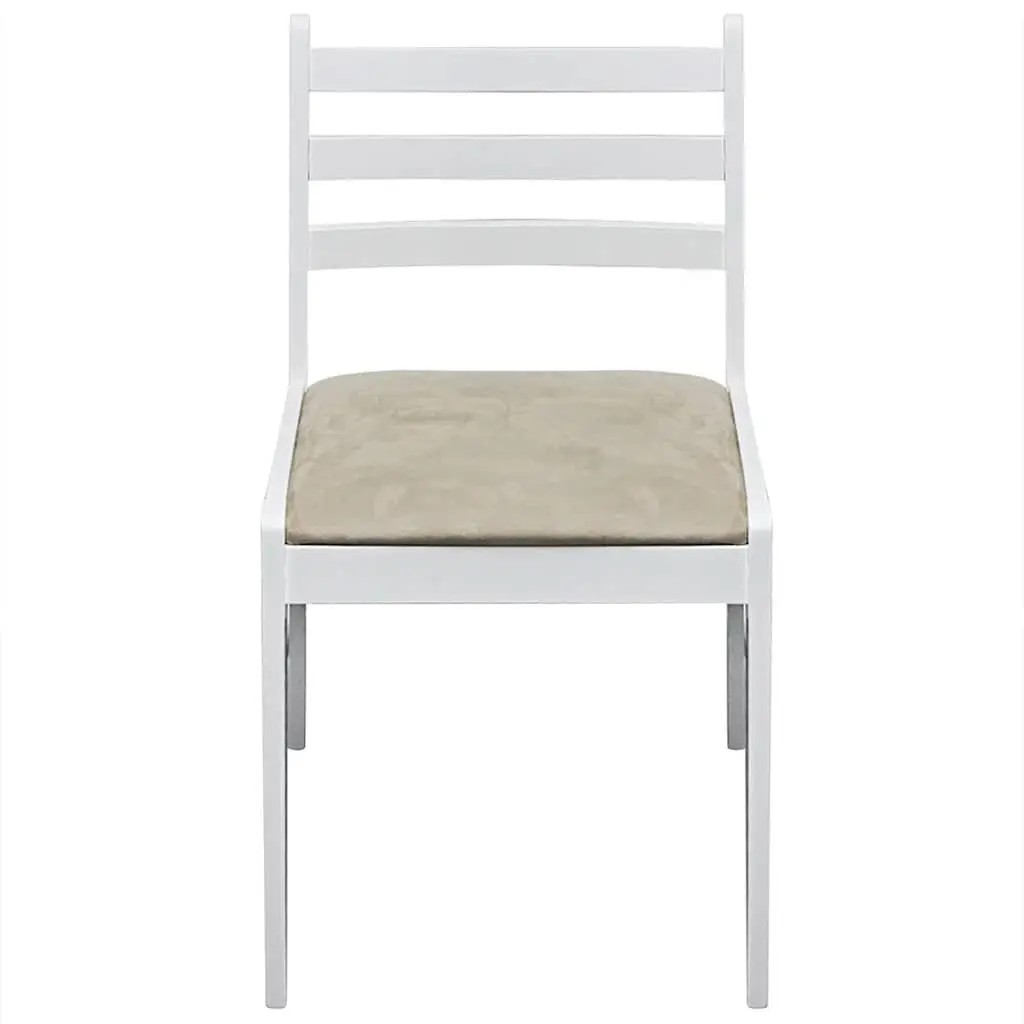 Dining Chairs Set 2 pcs White Solid Rubber Wood Padded Seat Square Backrest