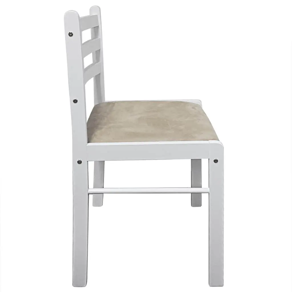 Dining Chairs Set 2 pcs White Solid Rubber Wood Padded Seat Square Backrest