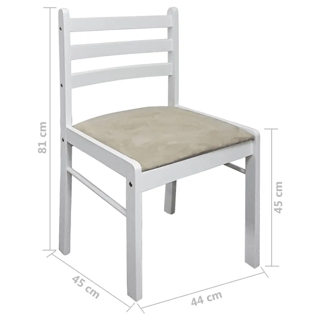 Dining Chairs Set 2 pcs White Solid Rubber Wood Padded Seat Square Backrest