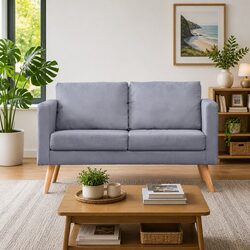 Enhance Your Living Space with Grey Fabric 2-Seater Sofa