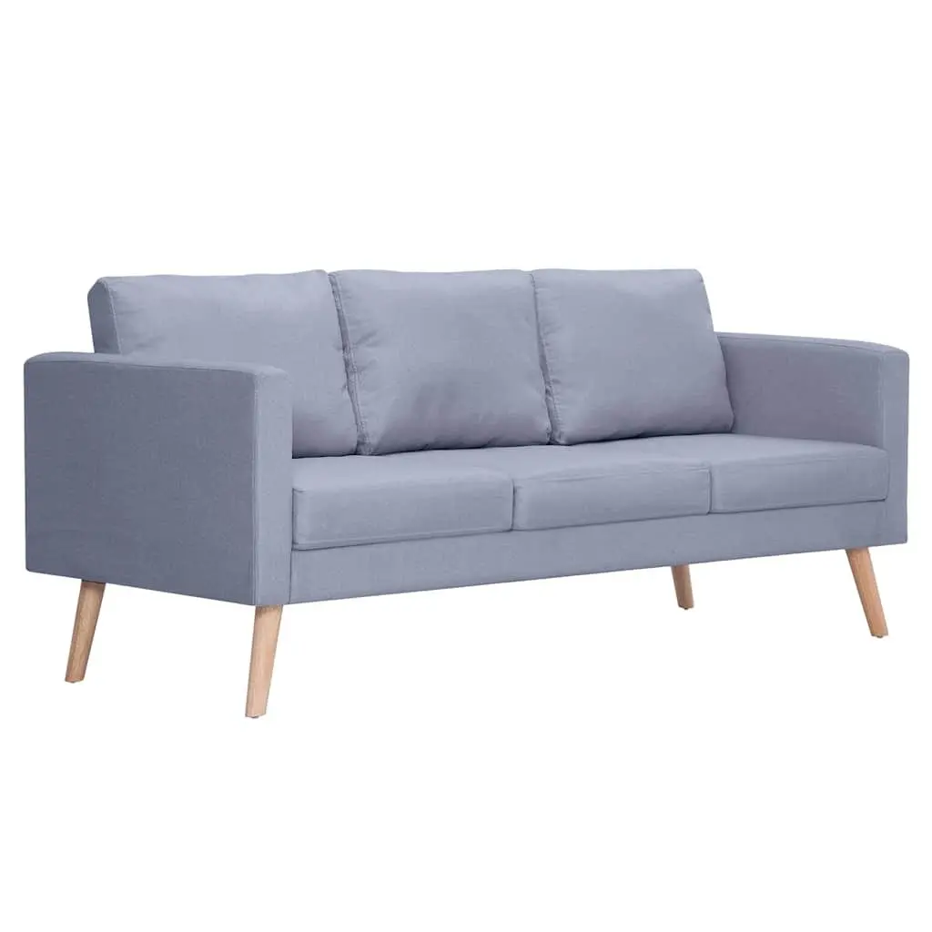 3-Seater Sofa Grey Fabric Couch Wide Seating Area Thickly Padded Cushions Removable Covers