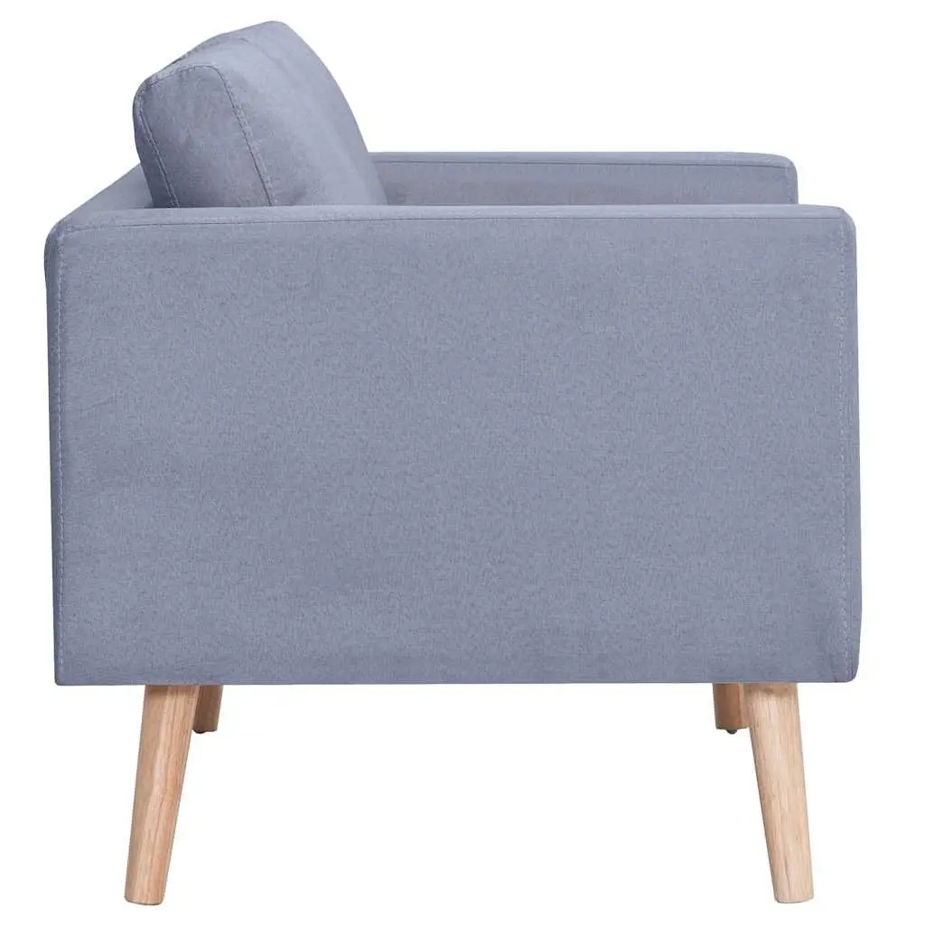 3-Seater Sofa Grey Fabric Couch Wide Seating Area Thickly Padded Cushions Removable Covers
