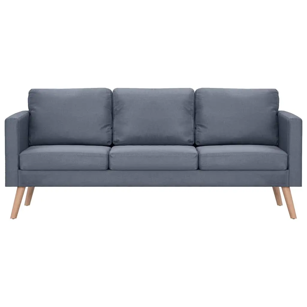 3-Seater Sofa Grey Fabric Couch Wide Seating Area Thickly Padded Cushions Removable Covers