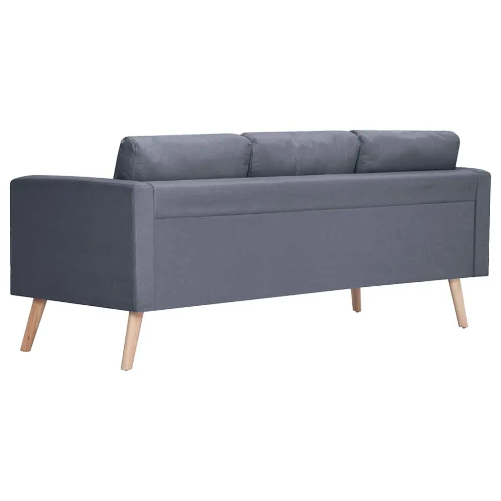 3-Seater Sofa Grey Fabric Couch Wide Seating Area Thickly Padded Cushions Removable Covers