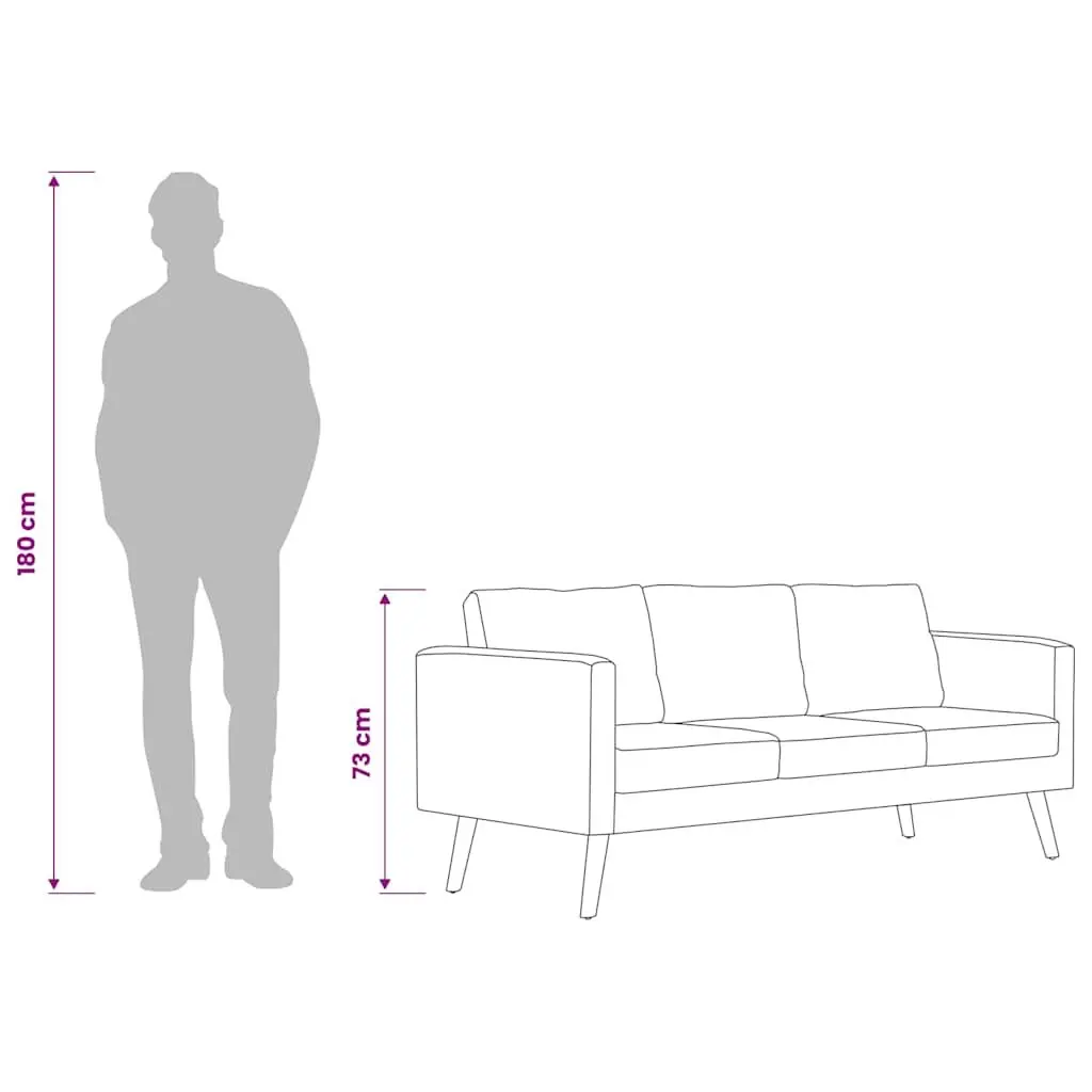 3-Seater Sofa Grey Fabric Couch Wide Seating Area Thickly Padded Cushions Removable Covers