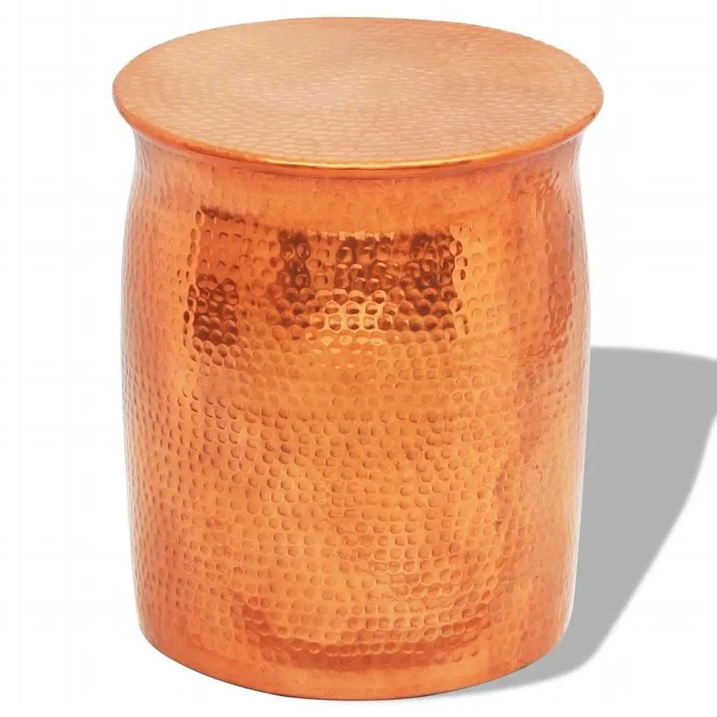 Hammered Aluminium Stool Side Table Gold Polished Finish