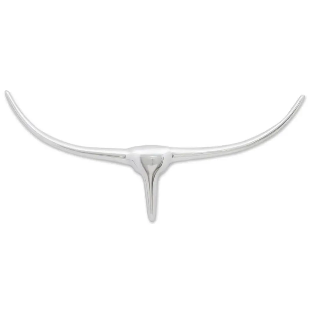 Wall Mounted Bull's Head Decoration Silver 72cm Wide Modern Sculpture Figurine