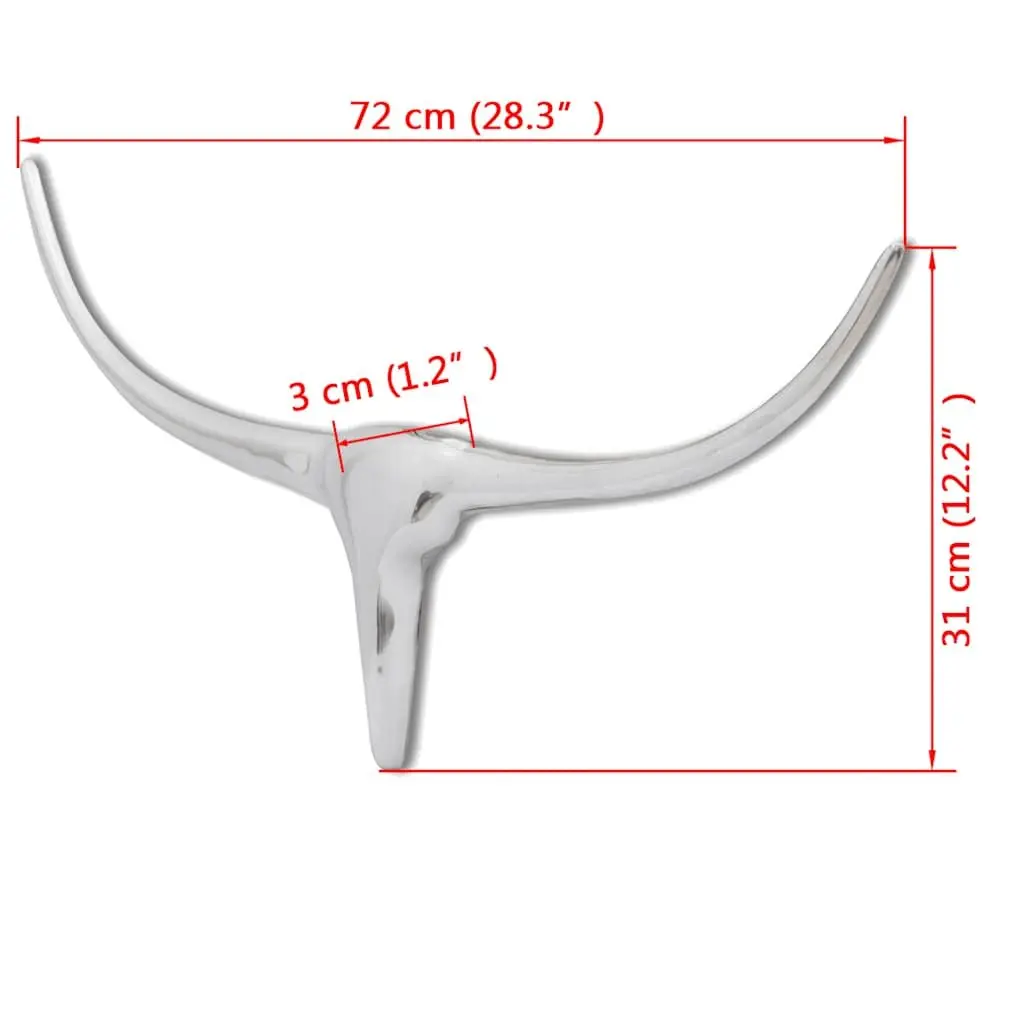 Wall Mounted Bull's Head Decoration Silver 72cm Wide Modern Sculpture Figurine
