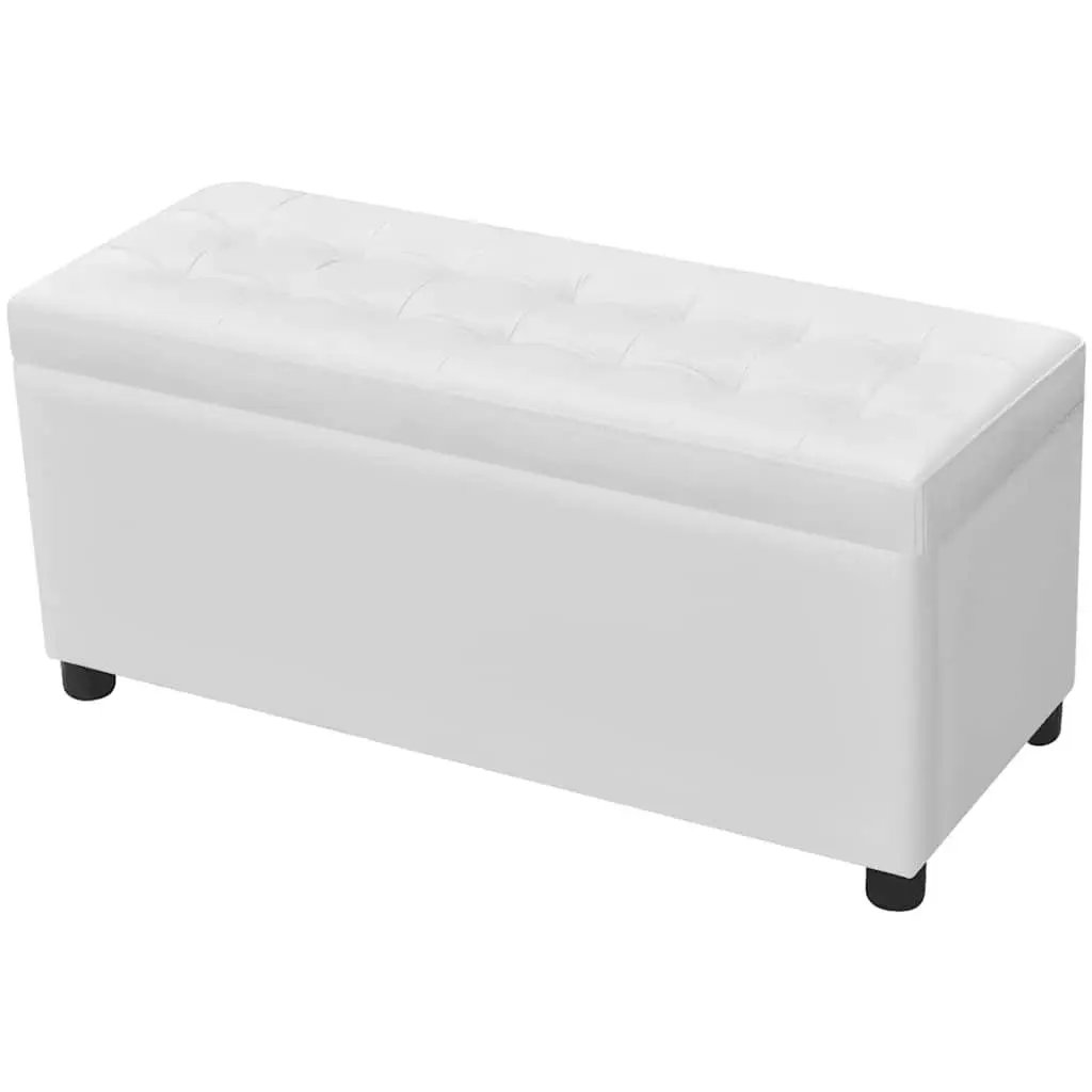 Storage Ottoman White Foam Seat Hidden Compartment