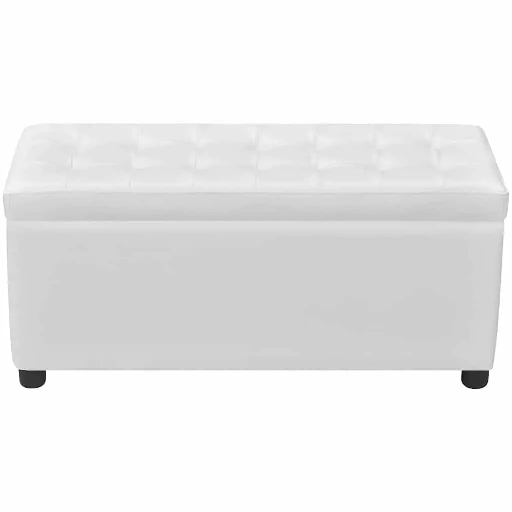 Storage Ottoman White Foam Seat Hidden Compartment