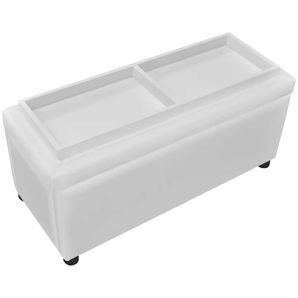 Storage Ottoman White Foam Seat Hidden Compartment