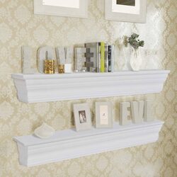 White Baroque Floating Shelves for Home Decor - 2 pcs