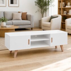 Elegant High Gloss White TV Entertainment Stand with Storage (76)