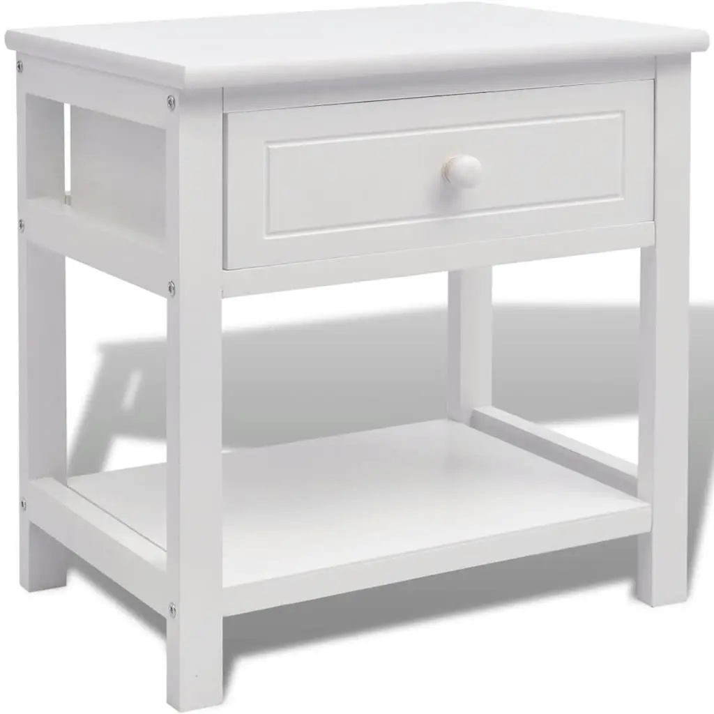 Bedside Cabinet White Nightstand Bedroom Side Table Drawer Storage Cabinet