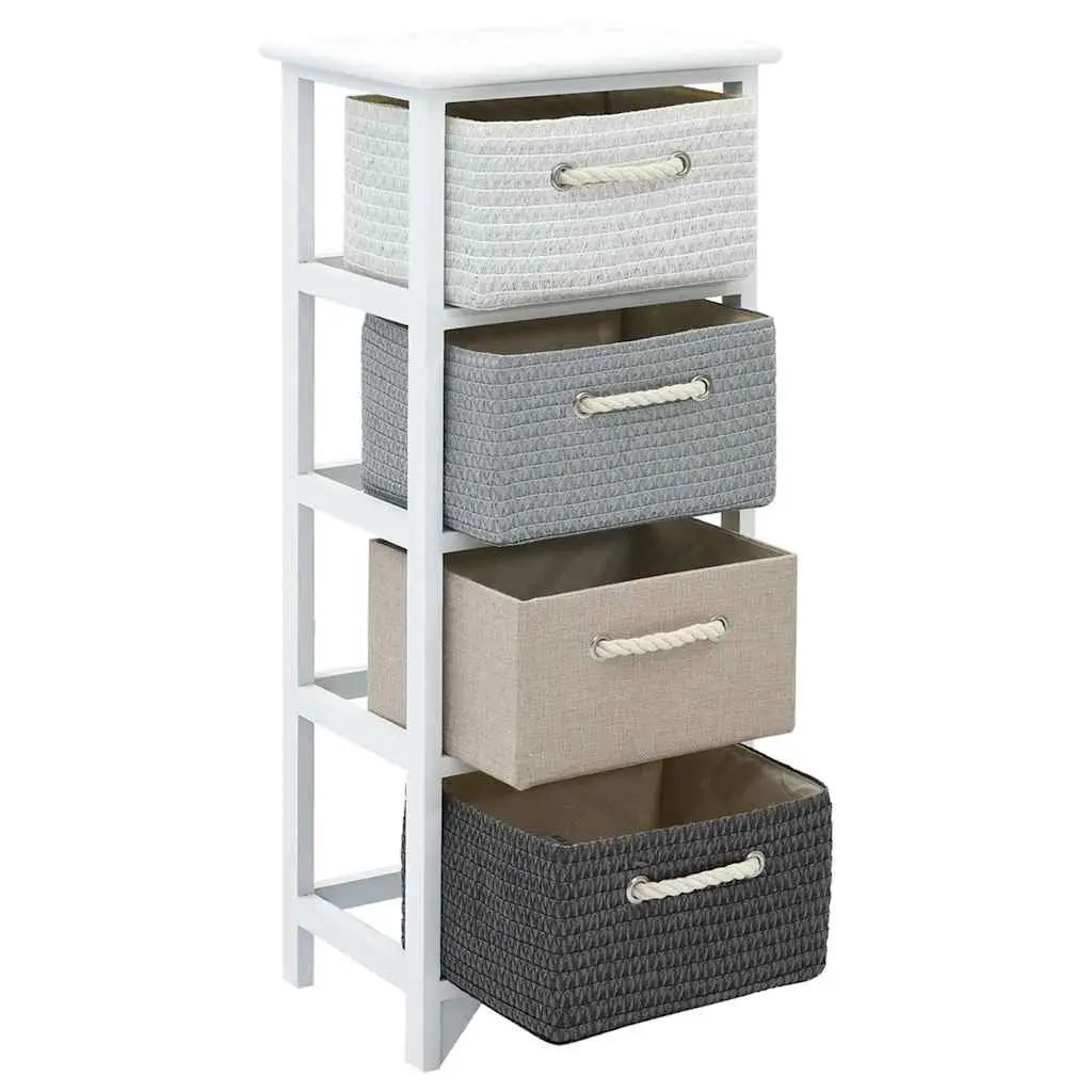 Storage Cabinet 4 Drawers White Wooden Chest Rustic Style Organiser for Hallway Bedroom Furniture
