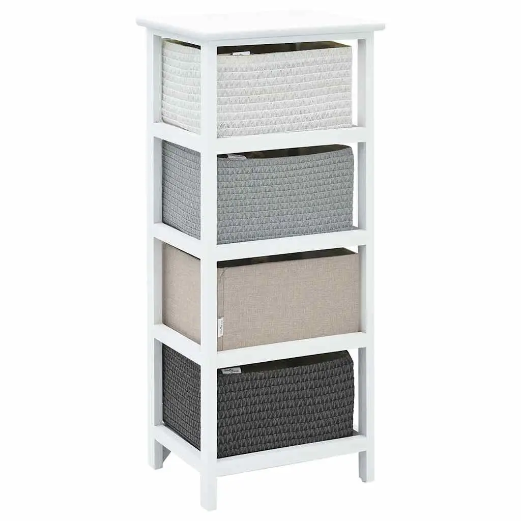 Storage Cabinet 4 Drawers White Wooden Chest Rustic Style Organiser for Hallway Bedroom Furniture