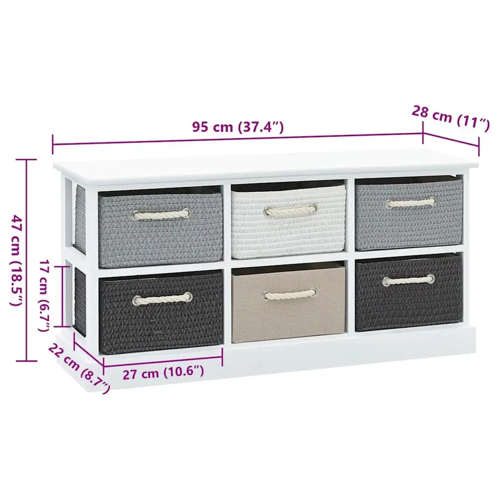 Storage Bench 6 Drawers Wooden Multicolour for Hallway Living Room Bedroom Entryway