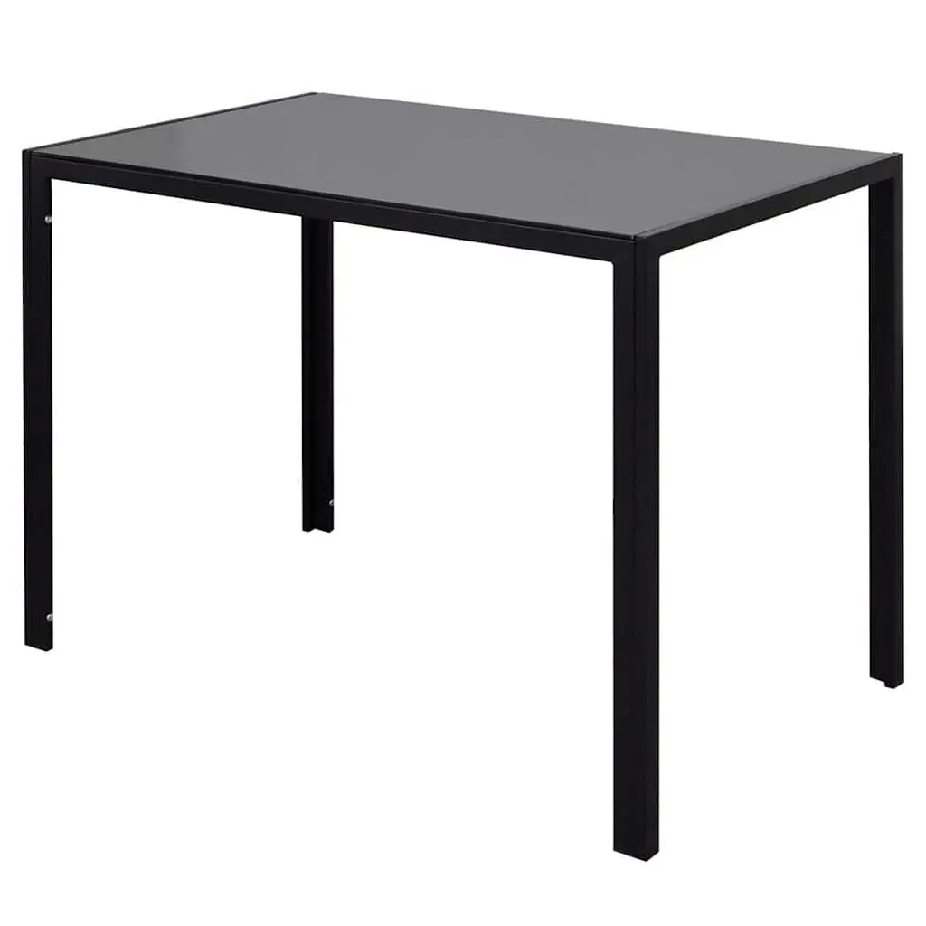 7 Piece Black Dining Set with Glass Table and 6 Leather Upholstered Chairs for Contemporary Kitchens and Dining Spaces