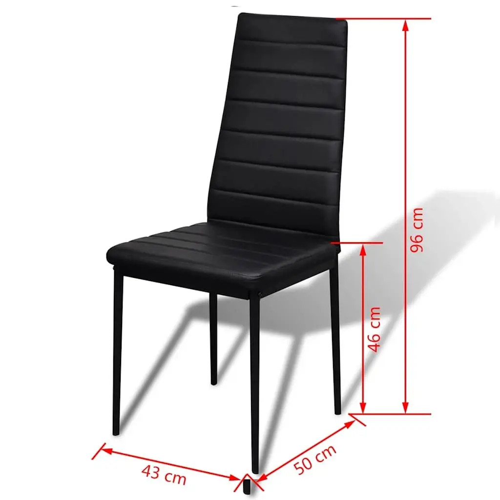 7 Piece Black Dining Set with Glass Table and 6 Leather Upholstered Chairs for Contemporary Kitchens and Dining Spaces