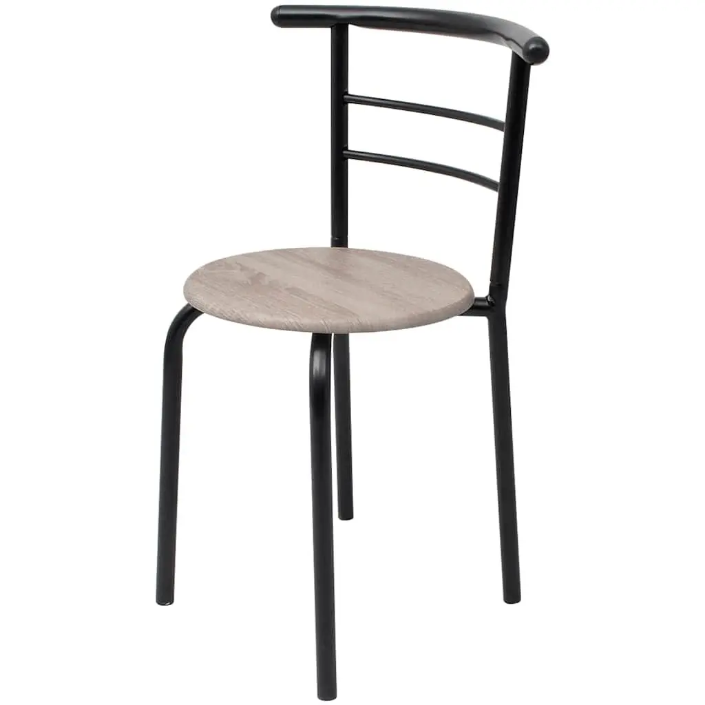 Breakfast Bar Set with 2 Stools Modern Kitchen Dining Furniture Black Compact