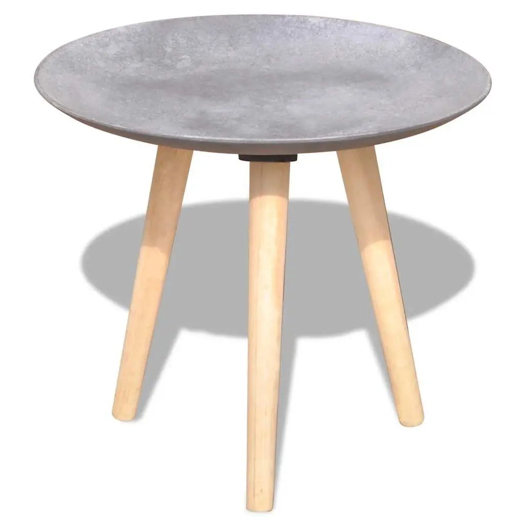 Side Table Set of 2 Round 55cm and 44cm Concrete Grey MDF Top Pinewood Legs