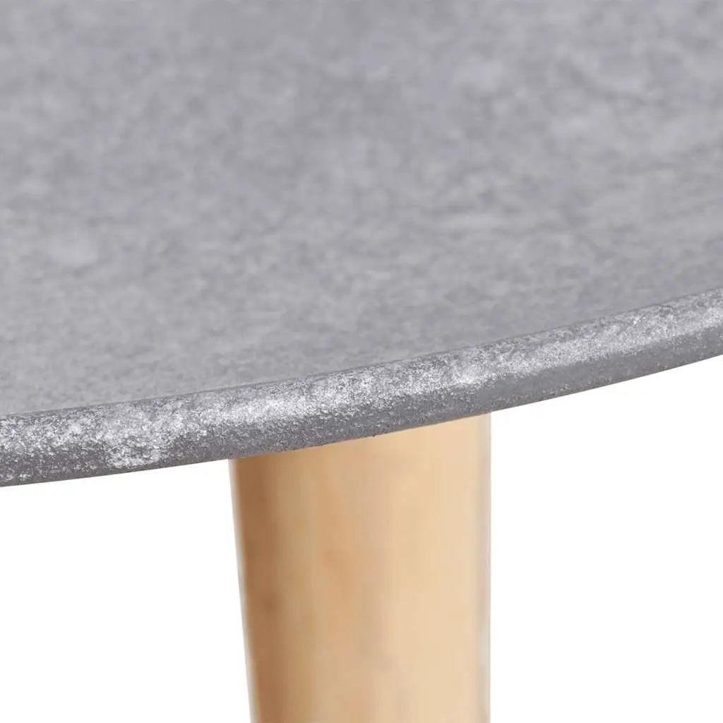 Side Table Set of 2 Round 55cm and 44cm Concrete Grey MDF Top Pinewood Legs
