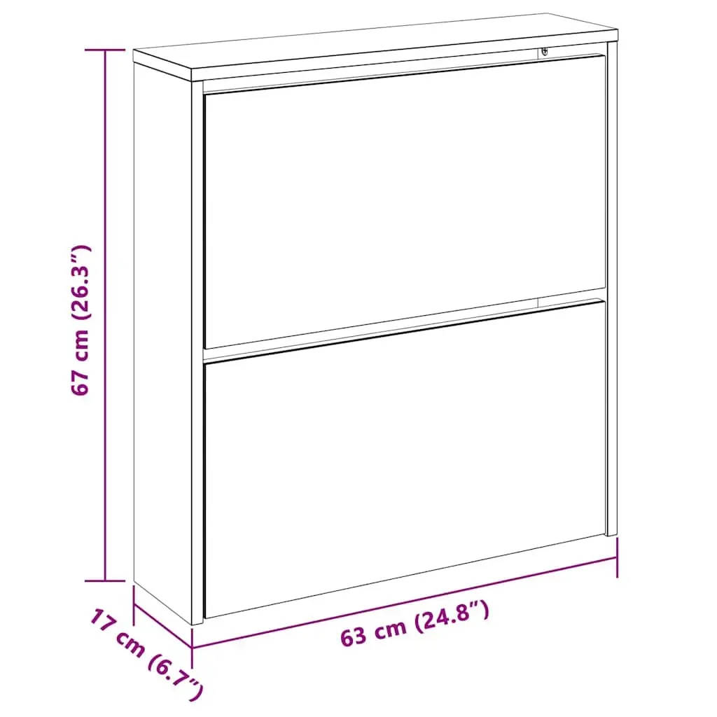 White Mirrored Shoe Cabinet 2 Layer Wall Mounted Storage Organiser for Hallway