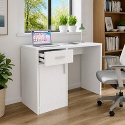 Elevate Your Space with a White Desk Featuring Storage Solutions
