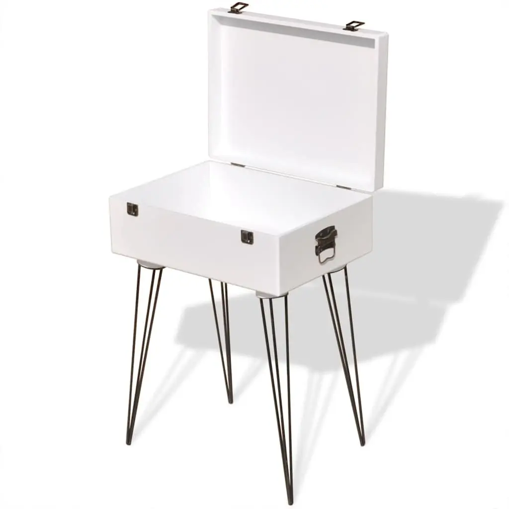 Suitcase Side Cabinet White Vintage Bedroom Bedside Table Storage