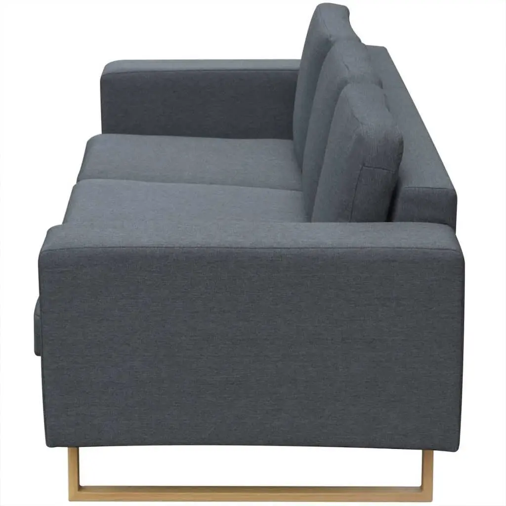 GreyFabric3SeaterCouchwithPaddedCushionsRemovableCoversforHomeandOffice
