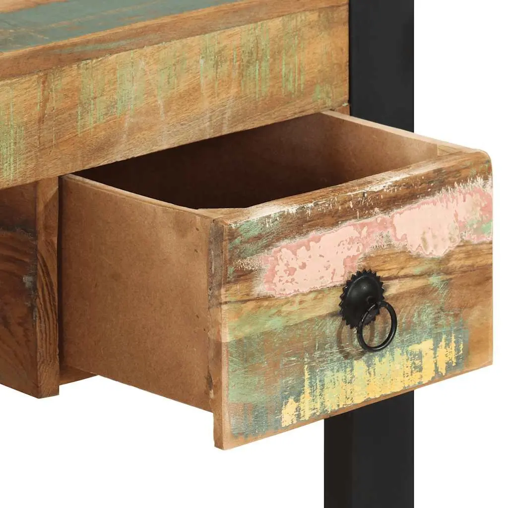 Reclaimed Wood Desk with Drawers Vintage Style Solid Construction for Home Office