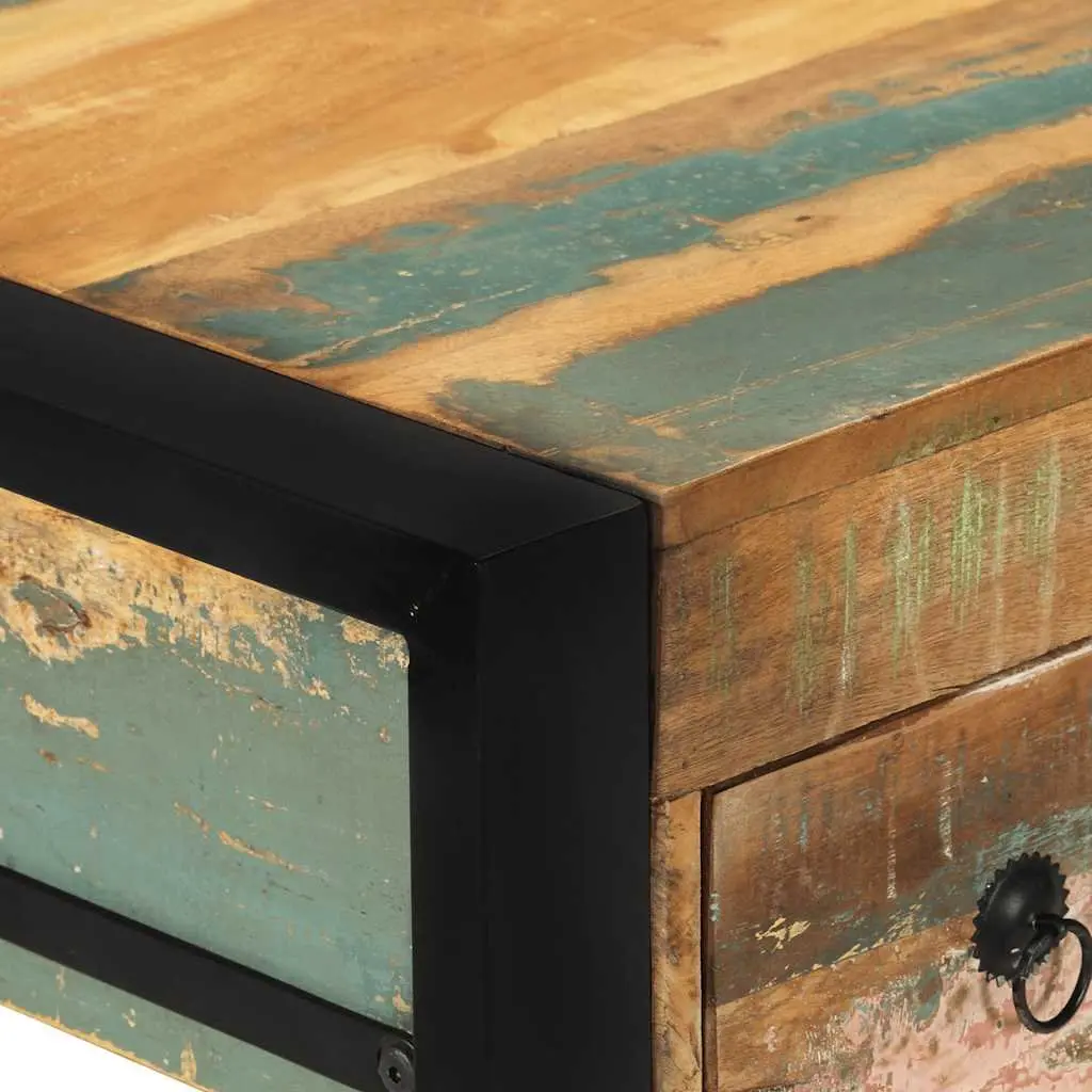Reclaimed Wood Desk with Drawers Vintage Style Solid Construction for Home Office