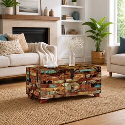 Coffee Table Chest Box with Storage Solid Reclaimed Wood Brown 80x40x35cm