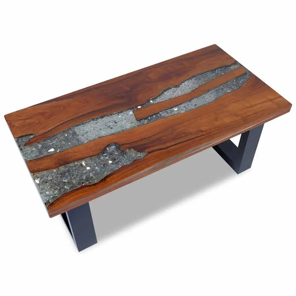 Coffee Table 100x50cm Teak Mango Wood Resin Accent Side Table