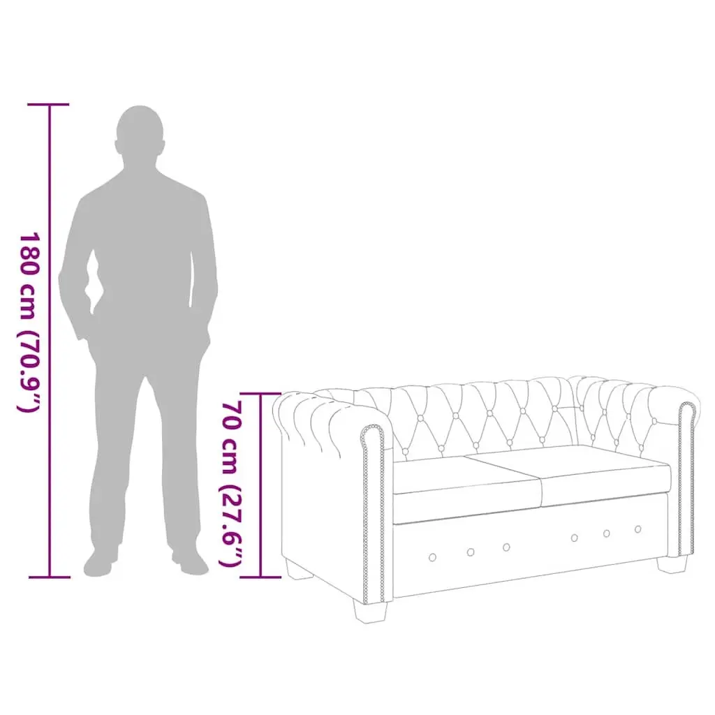2-Seater Chesterfield Sofa Tufted Studded Brown Artificial Leather Living Room
