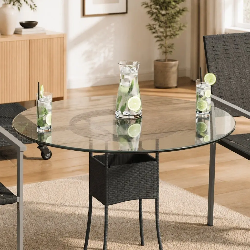 Round Tempered Glass Table Top 80cm Diameter Clear Transparent Surface Protection