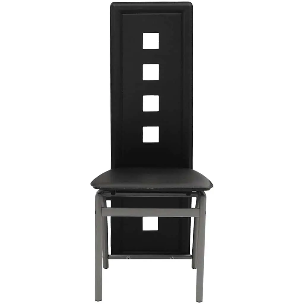 Dining Chairs Set of 2 Black Faux Leather Kitchen Room Furniture High Backrest