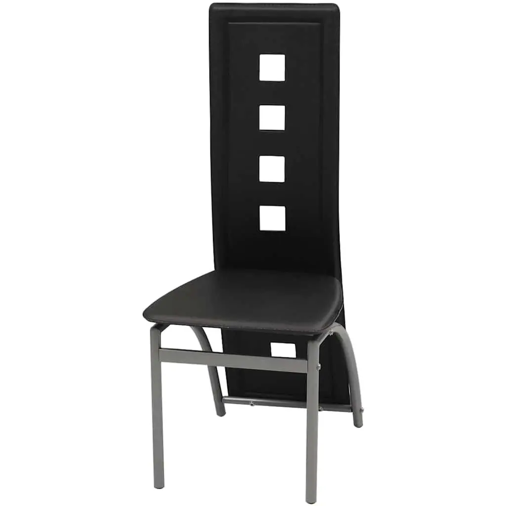 Dining Chairs Set of 2 Black Faux Leather Kitchen Room Furniture High Backrest