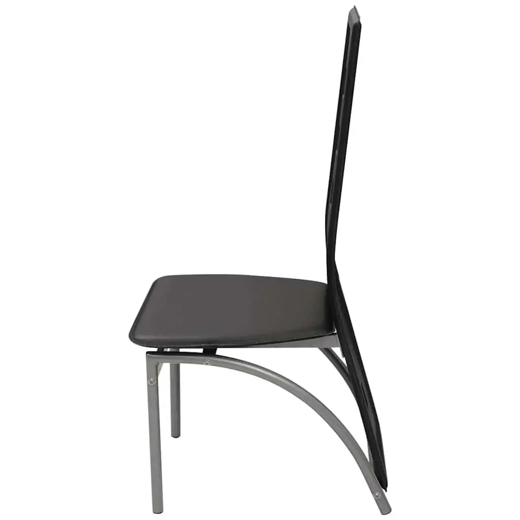 Dining Chairs Set of 2 Black Faux Leather Kitchen Room Furniture High Backrest