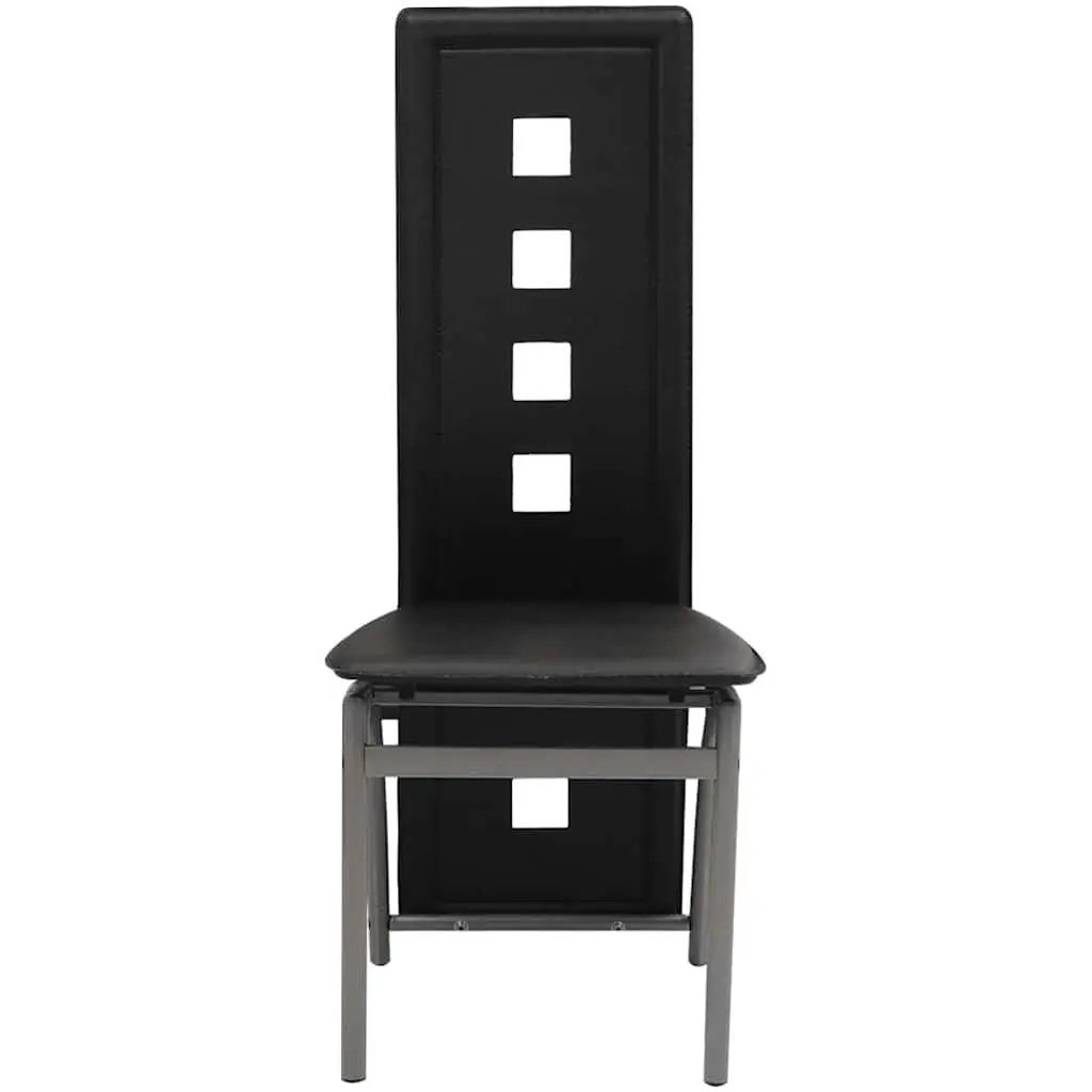 Dining Chairs Set 4 pcs Black Faux Leather Kitchen Seating Contemporary Design